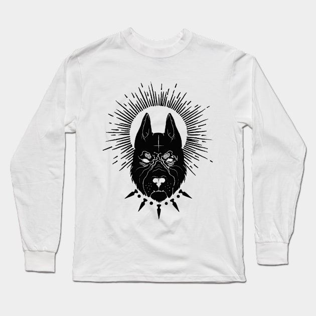 Hellhound- White Long Sleeve T-Shirt by MossAndMarrow